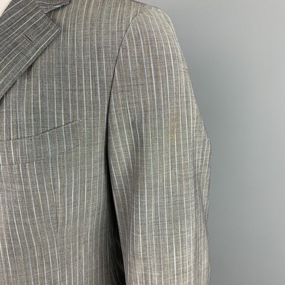 ETRO Size 38 Regular Gray Stripe Wool / Mohair Notch Lapel Suit - Picture 3 of 10